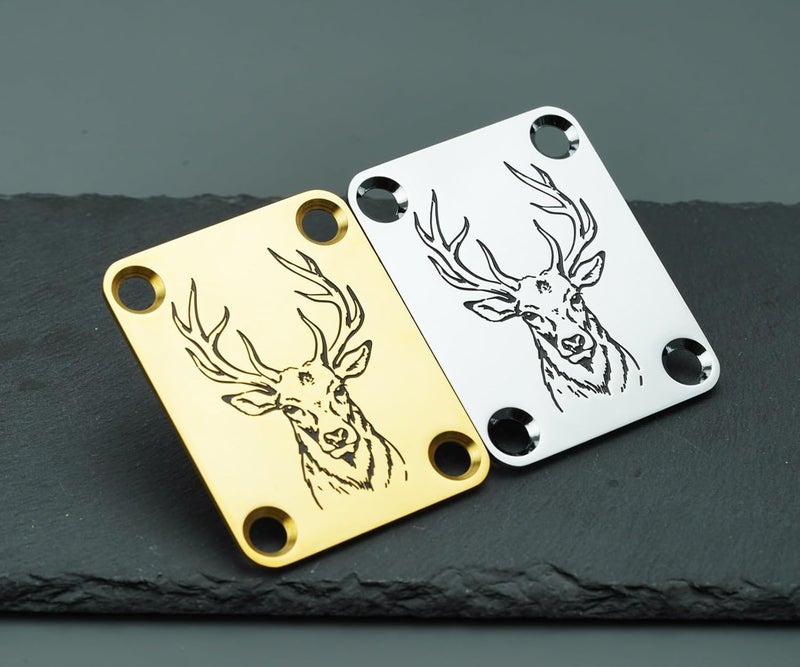 guyker Guitar Neck Plate, 4-Holes Stainless Steel Electric Guitar Bass Neck Joint Plate NeckPlate Replacement Part (GN003, Chrome) - Image 5